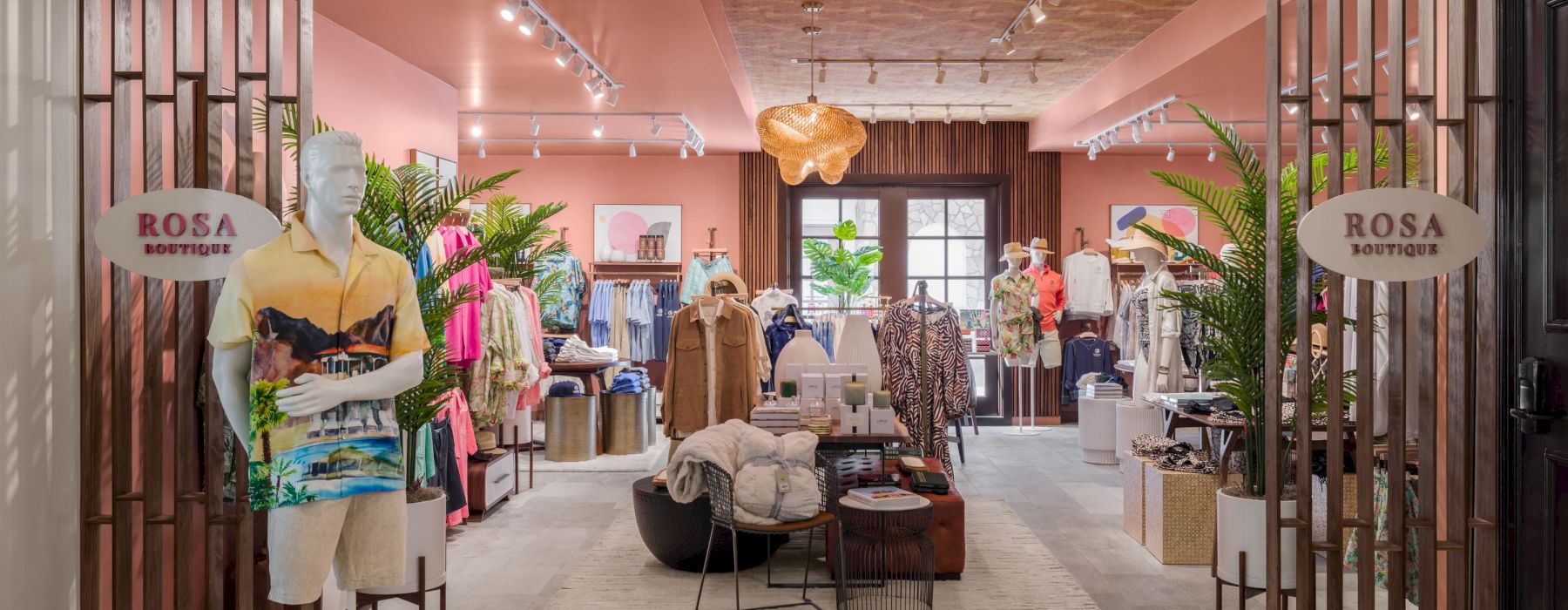 The image shows the entrance to a clothing boutique named 